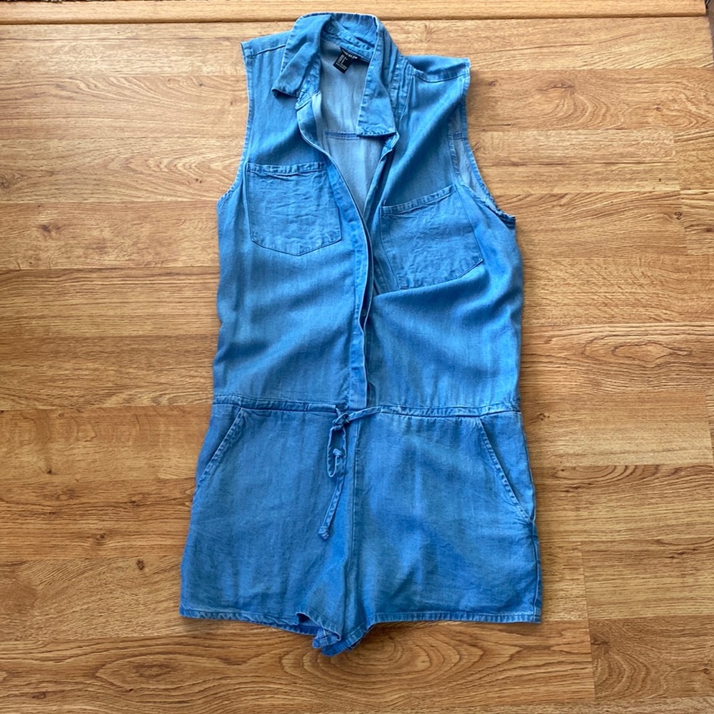 Forever 21 Chambray Button Up Romper